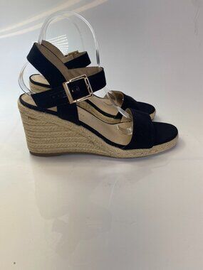 Life Stride Women's Tango 2 Black Strap Wedge Espadrille Sandal Sz 11